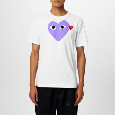 Tricou cu logo COMME DES GARCONS PLAY Double Heart -Shirt mov