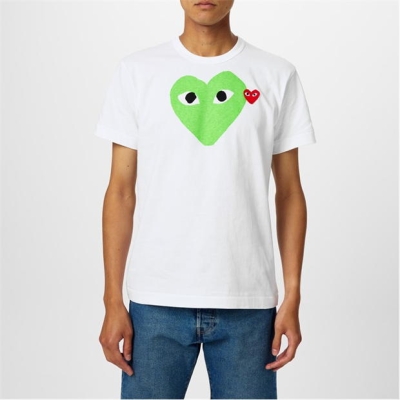 Tricou cu logo COMME DES GARCONS PLAY Double Heart -Shirt verde