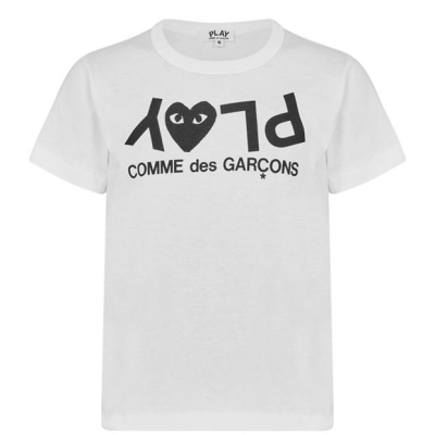 Tricou cu logo COMME DES GARCONS PLAY Juniors Upside Down alb