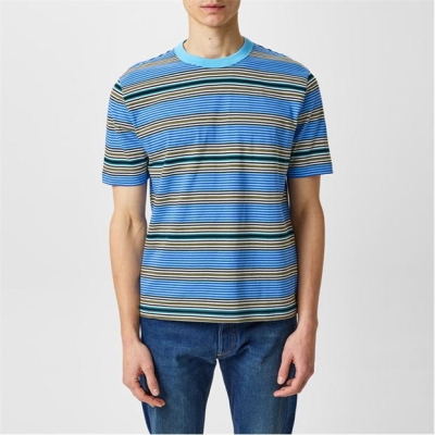 Tricou dungi PS Paul Smith Crew pentru barbati albastru