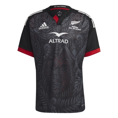 Tricou echipa adidas Maori All Blacks Rugby Replica negru rosu