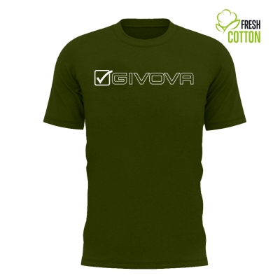 Tricou Echipament casual sport COTONE MONDO Givova verde military alb