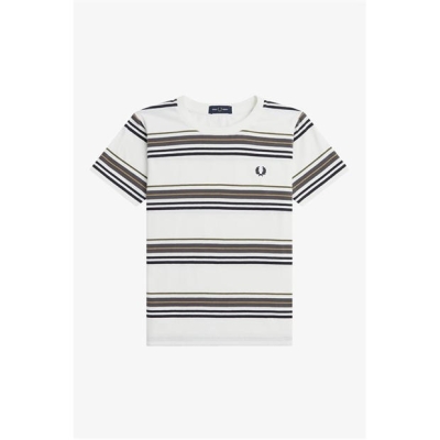 Tricou Fred Perry Fred cu dungi copii snow alb