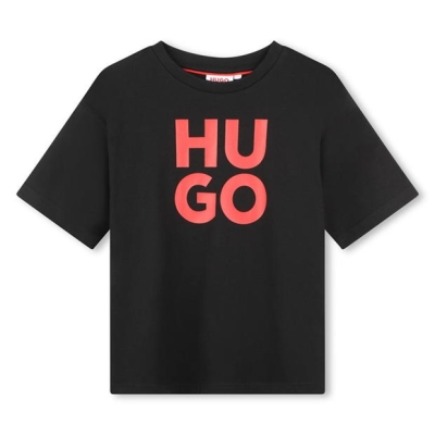 Tricou HUGO cu maneca scurta bumbac Unisex Juniors negru 09b