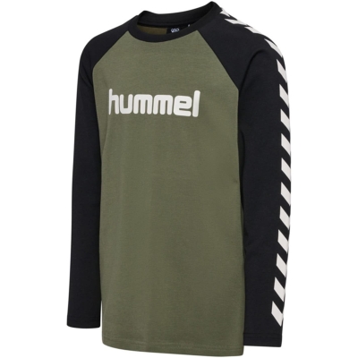 Tricou Hummel cu maneca lunga copii pudrat oliv