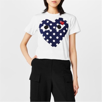 Tricou imprimat COMME DES GARCONS PLAY Logo-Polka Dot -Shirt pentru Femei alb