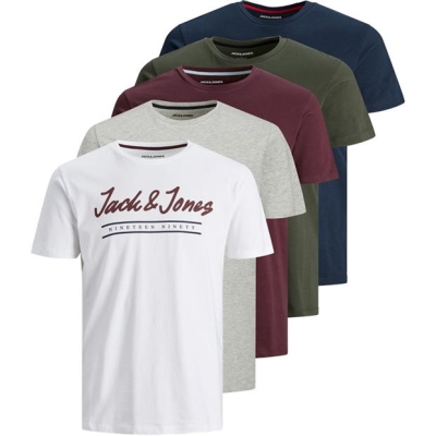 Tricou Jack and Jones 5-. maneca scurta pentru Barbati alb gri visiniu kaki bleumarin