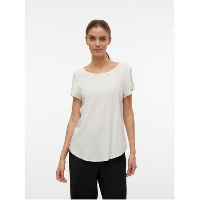 Tricou maneca scurta Vero Moda Bella dama snow alb