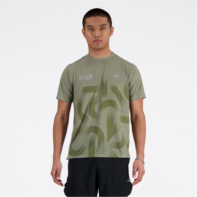 Tricou New Balance London Edition Printed Athletics Run pentru Barbati kaki multicolor