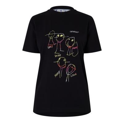 Tricou OFF alb Casual negru multicolor