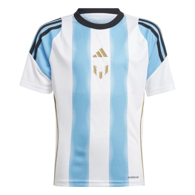 Tricou antrenement adidas Messi Juniors alb albastru