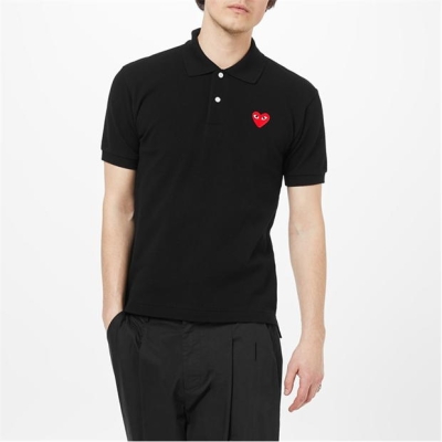 Tricouri Polo COMME DES GARCONS PLAY Embroidered Logo negru rosu