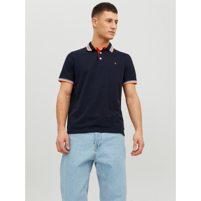 Tricouri Polo cu Maneca Scurta Jack and Jones Paulos Tipped Pique negru bleumarin