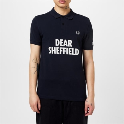 Tricouri Polo FRED PERRY X Corbin Shaw Dear Sheffield bleumarin