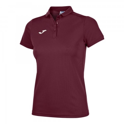 Tricouri Polo Joma Hobby visiniu cu maneca scurta pentru Femei rosu burgundy