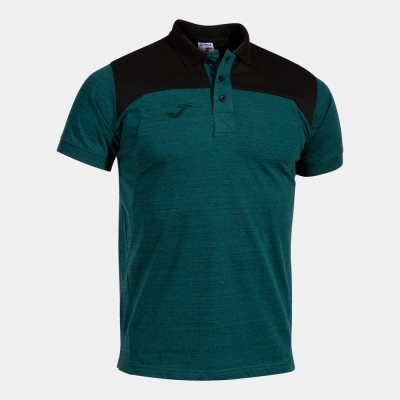 Tricouri Polo Joma Winner II bumbac verde-negru cu maneca scurta