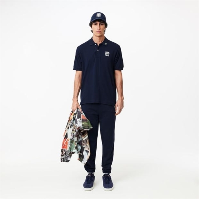 Tricou Tricouri polo Lacoste Embroidered bleumarin albastru