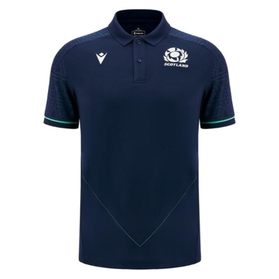 Tricouri Polo Macron Scotland Rugby Union 2024 pentru adulti albastru