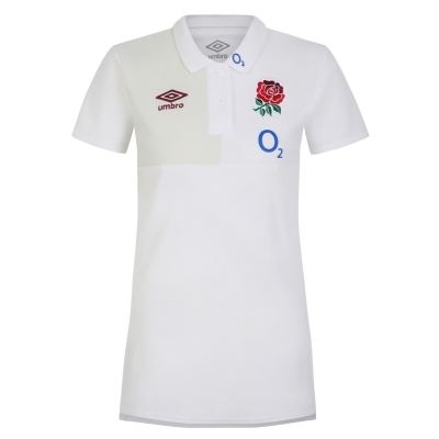 Tricouri Polo Umbro Anglia rosu Roses Rugby CVC 2023 pentru femei alb foggy dew