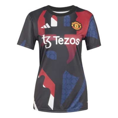 Tricouri sport adidas Manchester United Prematch 2024 2025 pentru femei negru rosu