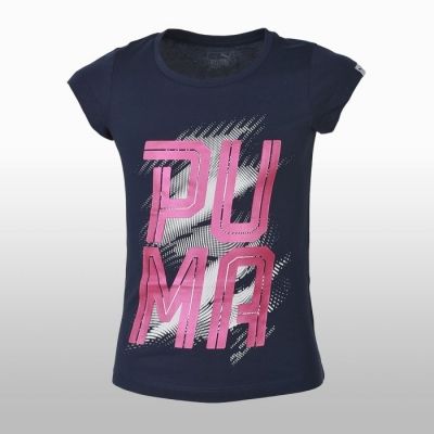 Tricou bumbac bleumarin cu imprimeu Puma Font Tee Girls Fetite