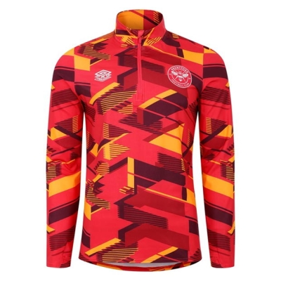 Bluza sport Mid Layer Umbro Brentford Warm Up 2024 2025 pentru adulti visiniu portocaliu