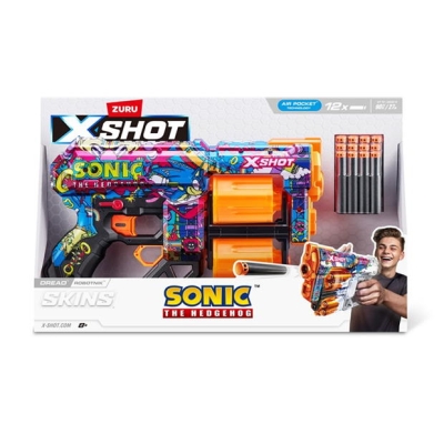 X-Shot SKINS DREAD Sonic The Hedgehog Blaster (12 Air cu buzunar Technology Darts) by ZURU