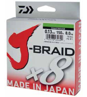 XX FIR DAIWA J-BRAID X8 CHARTREUSE 016MM 9,0KG 300M