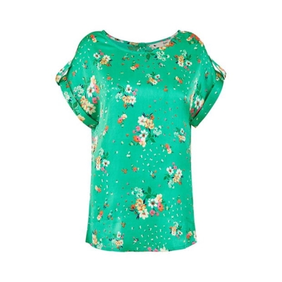 Yumi Yumi verde Satin Floral Relaxed Fit Top