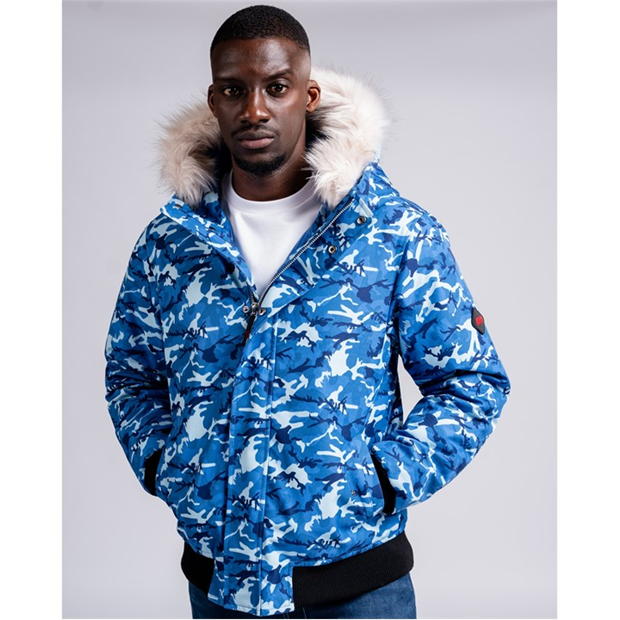 49Winters Soho Bomber barbati albastru camuflaj