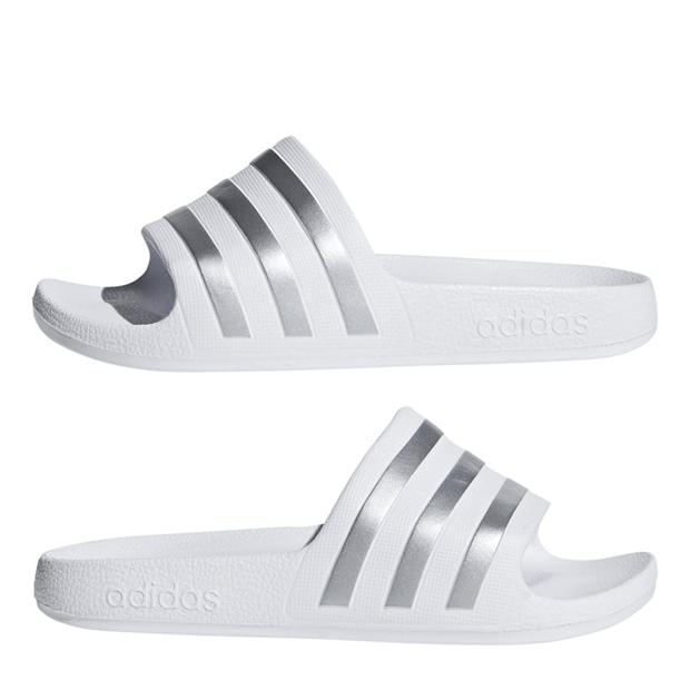 adidas Adilette Aqua Slide pentru baieti alb argintiu