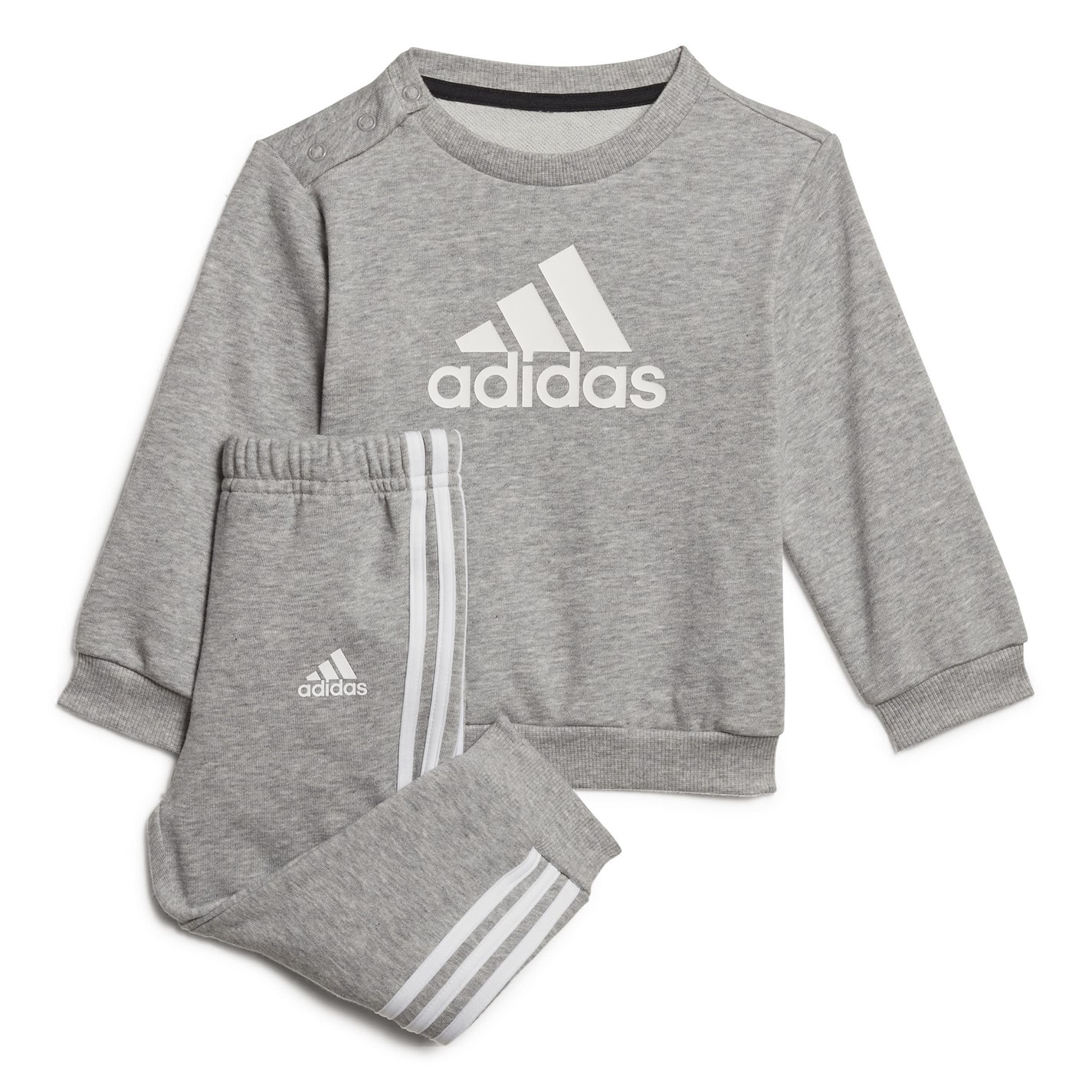 Set adidas BOS Jog French Terry pentru Bebelusi gri alb