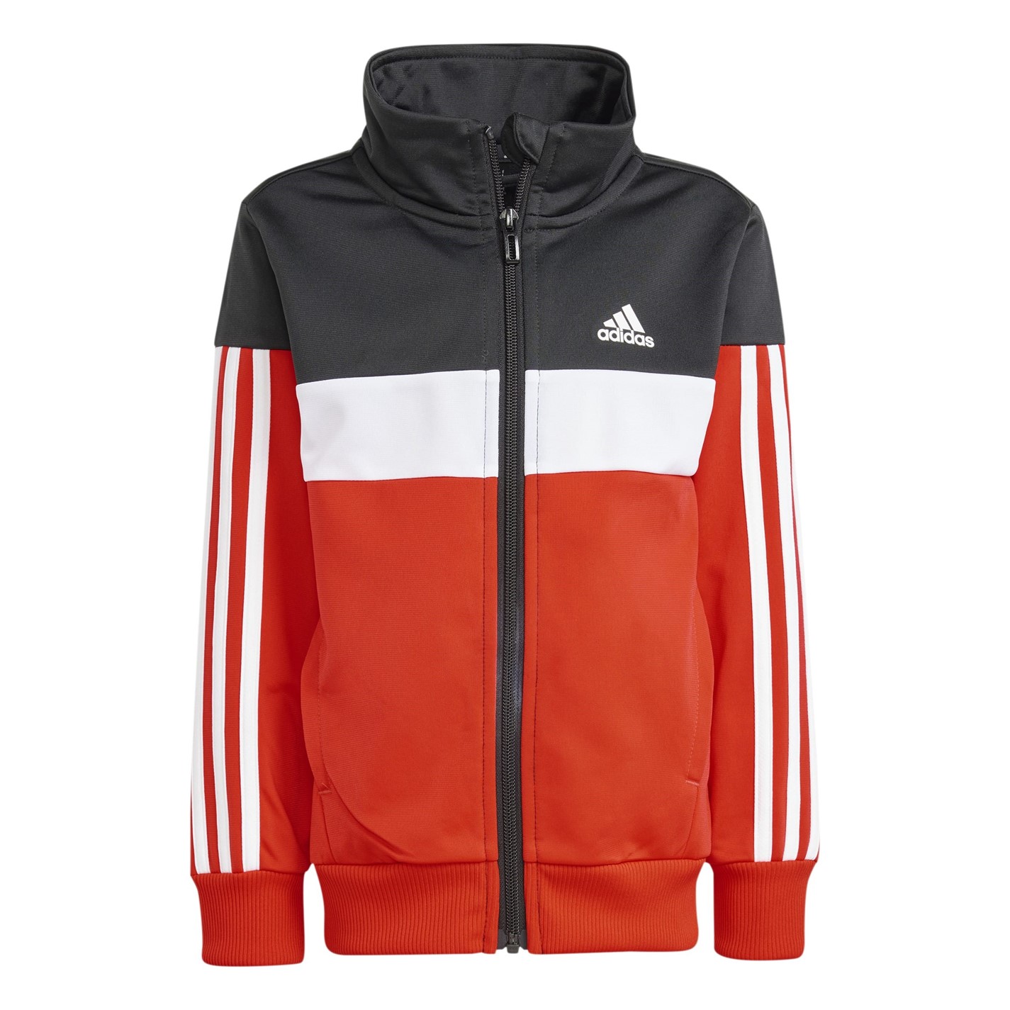 Treninguri adidas Tiberio 3-Stripes Colourblock Shiny Juniors negru rosu alb