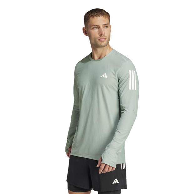 adidas Own The Run maneca lunga Top pentru Barbati argintiu verde