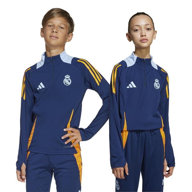 adidas Real antrenament Drill Top 2024 2025 Juniors bleumarin portocaliu