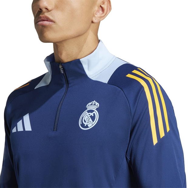 adidas Real Madrid antrenament Drill Top 2024 2025 pentru adulti bleumarin portocaliu