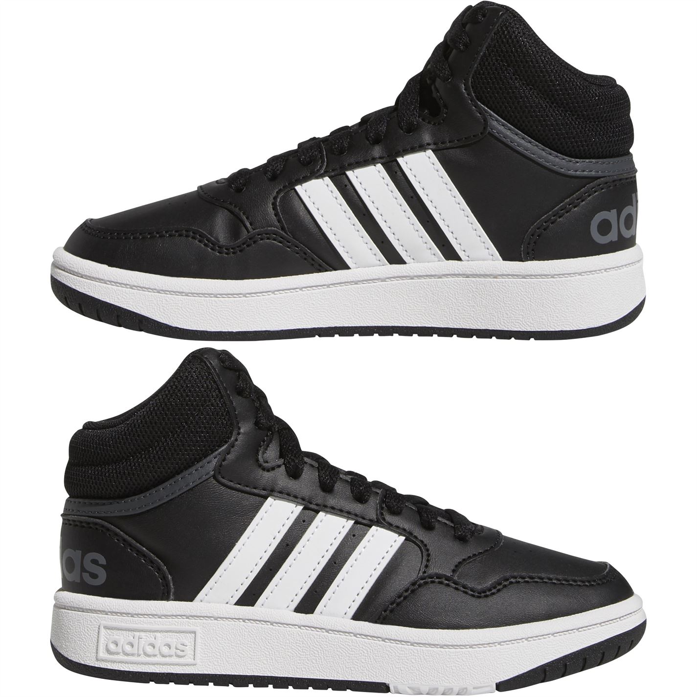 Adidasi inalti adidas Hoops Mid- pentru baietei negru alb