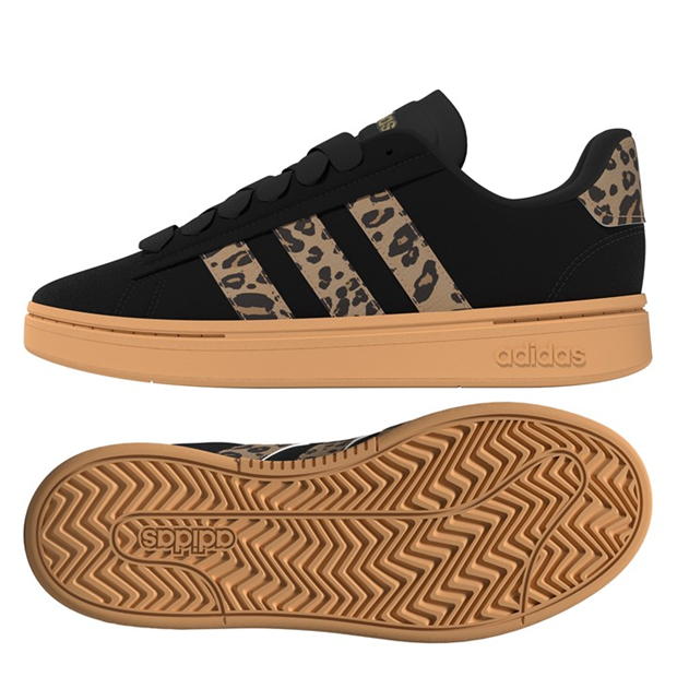 Adidasi sport adidas Grand Court Alpha 00s Low-Top pentru femei negru leopard