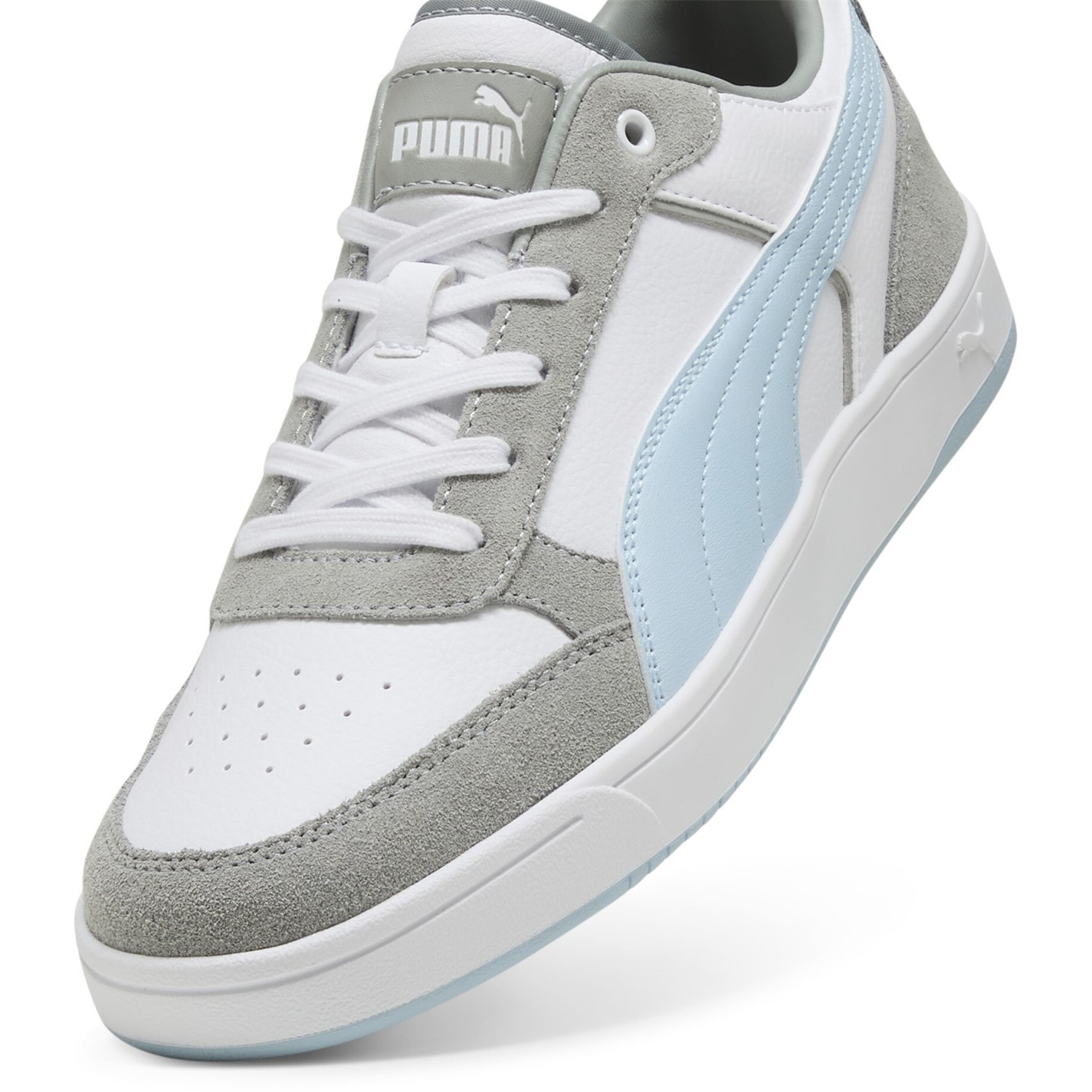 Adidasi sport Puma Dribble Sd Court Unisex pentru Copii alb slvr