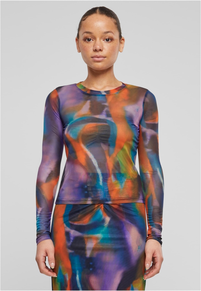 Bluza maneca lunga cu plasa AOP pentru Femei multicolorreflection Urban Classics