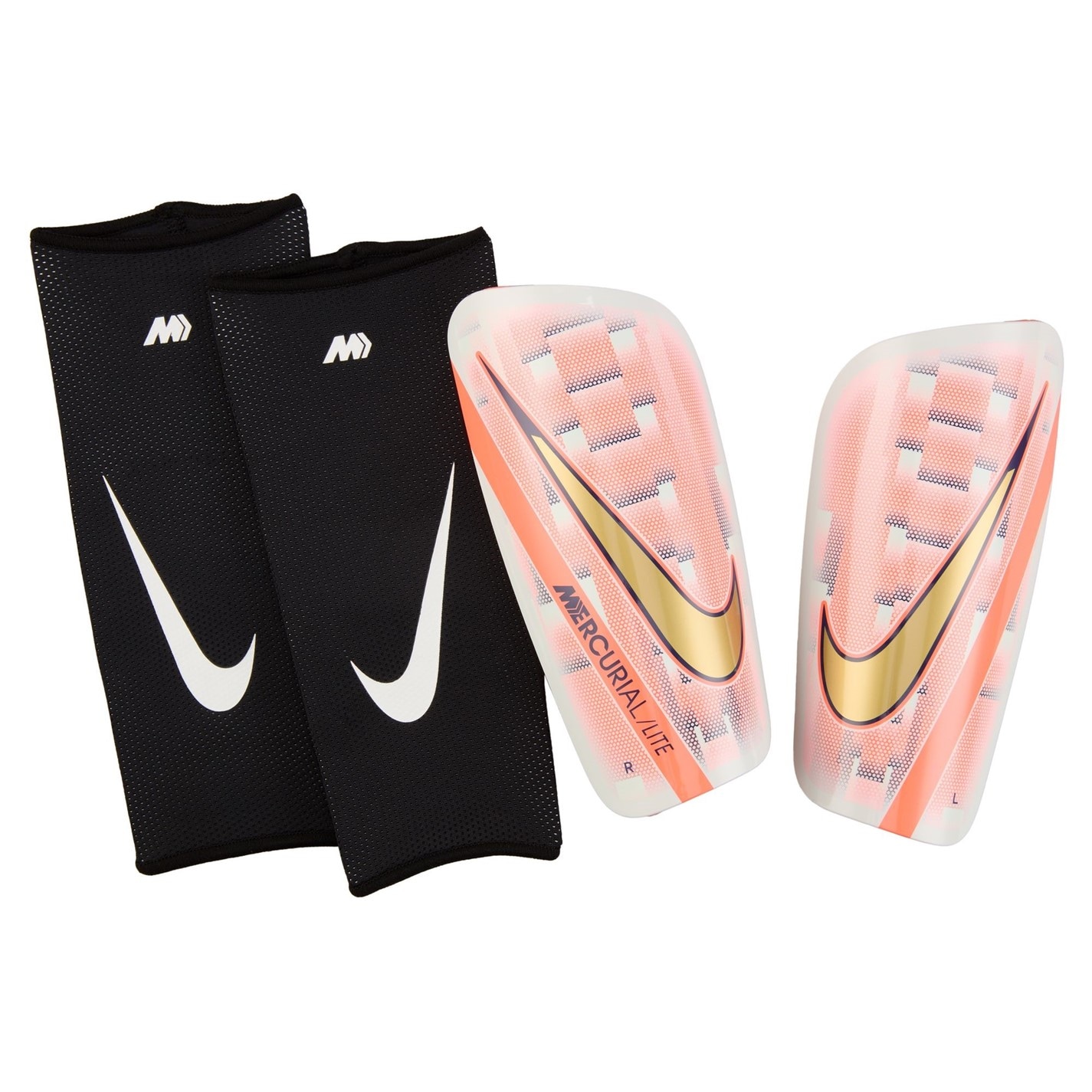 Aparatori Nike Mercurial Lite alb portocaliu