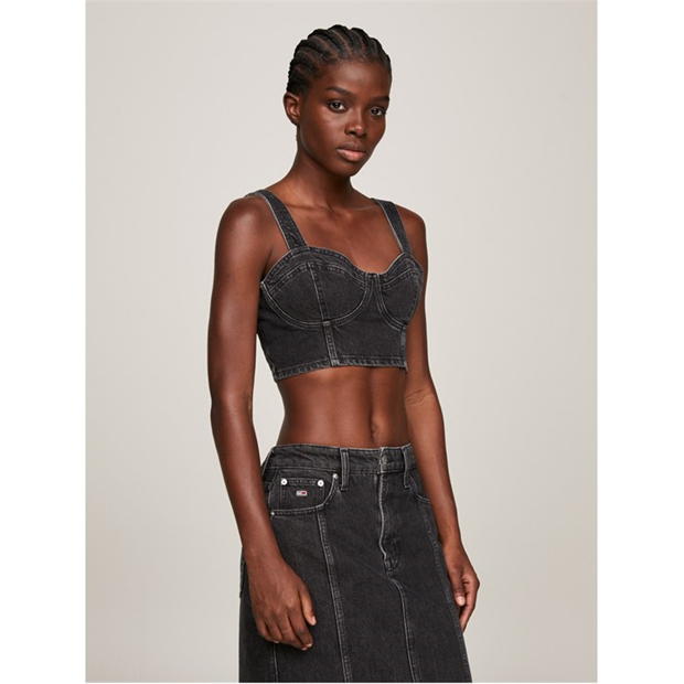 Blugi Tommy BUSTIER TOP denim negru