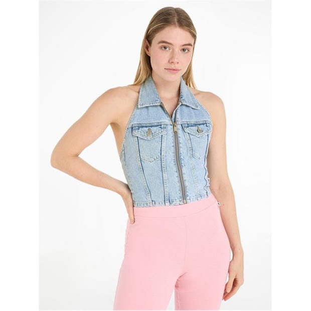 Blugi Tommy Halterneck Top denim deschis