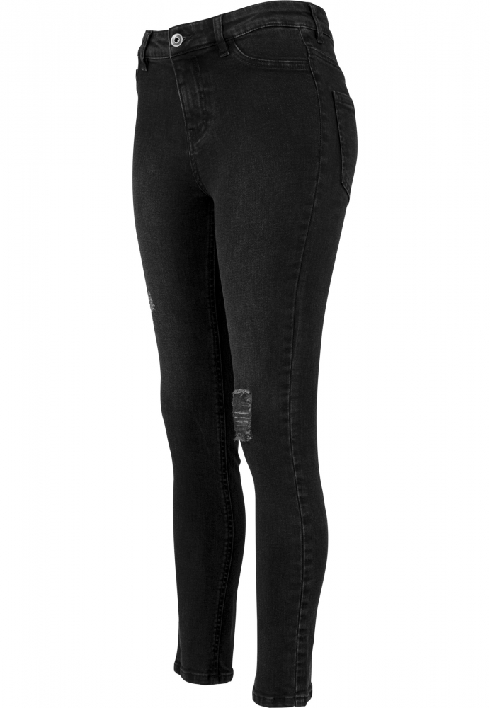 Blugi urban cu talie inalta Skinny pentru Femei negru washed Urban Classics