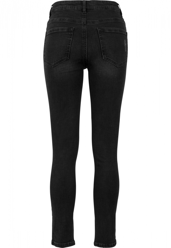 Blugi urban cu talie inalta Skinny pentru Femei negru washed Urban Classics