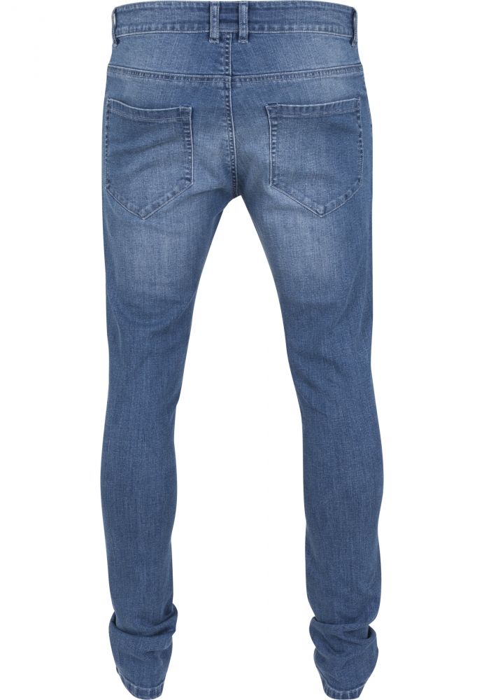 Blugi urban Slim Fit cu taieturi la genunchi albastru washed Urban Classics