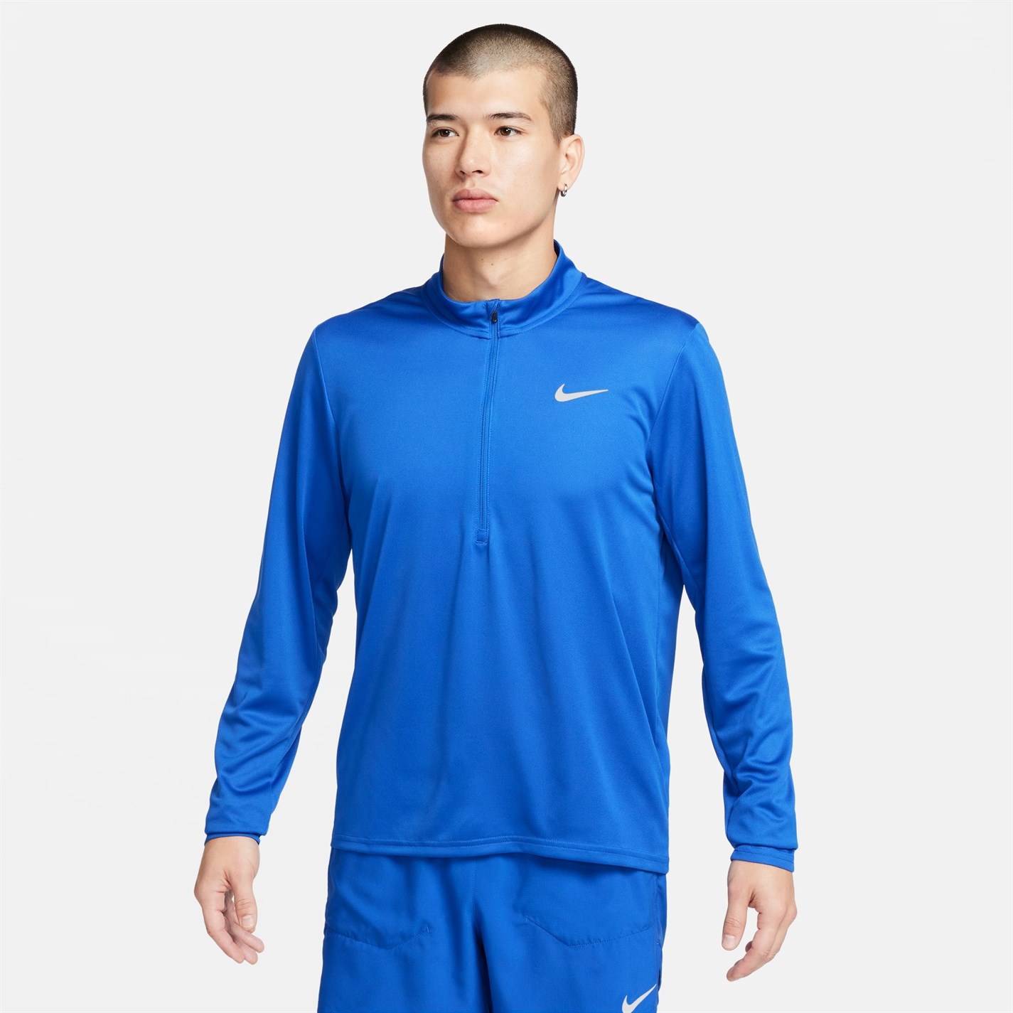 Bluza alergare maneca lunga Nike fermoar Core pentru Barbati game albastru roial