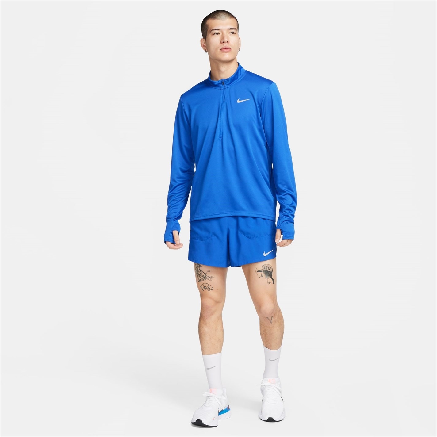 Bluza alergare maneca lunga Nike fermoar Core pentru Barbati game albastru roial