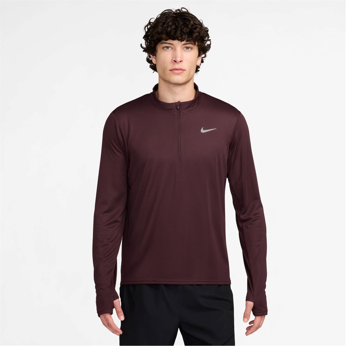 Bluza alergare maneca lunga Nike fermoar Core pentru Barbati visiniu