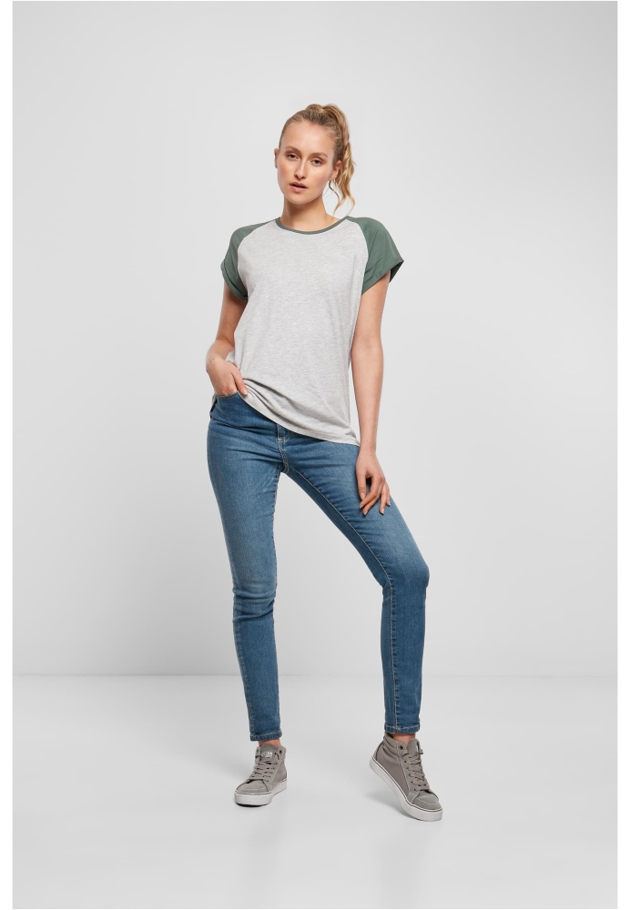 Bluza contrast pentru Femei gri deschis Urban Classics verde